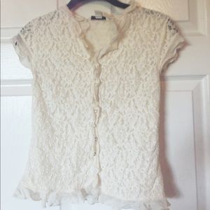 Banana Republic off-white lace blouse